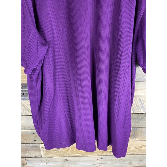 Claiborne Women's Plus Sz 3XLT Purple Ribbed Short Sleeve Stretchy Top - Picture 5 of 11